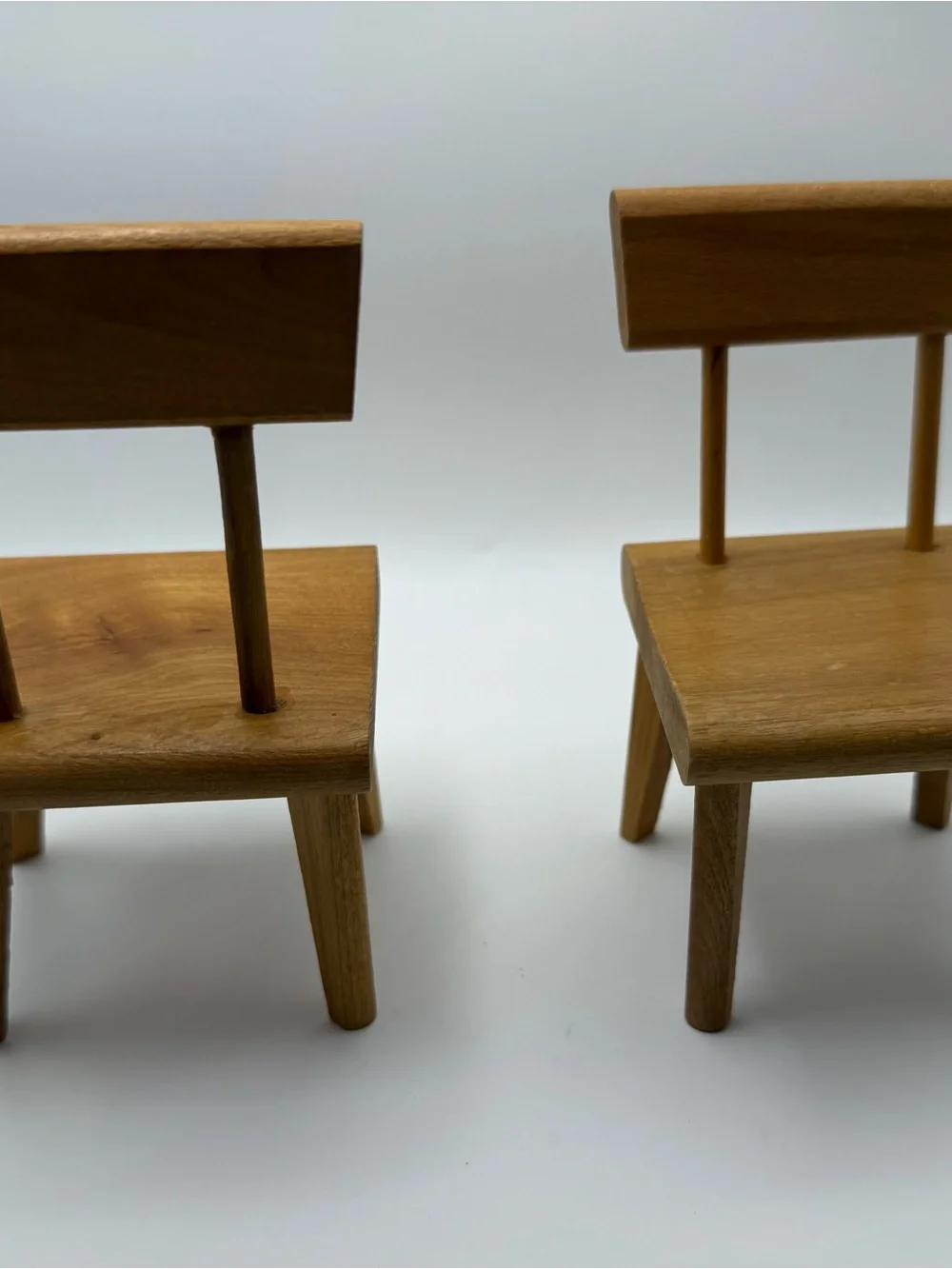 Strombecker Beechwood Dollhouse Chairs Pair - 1930s-1960s Vintage Miniature Furn
